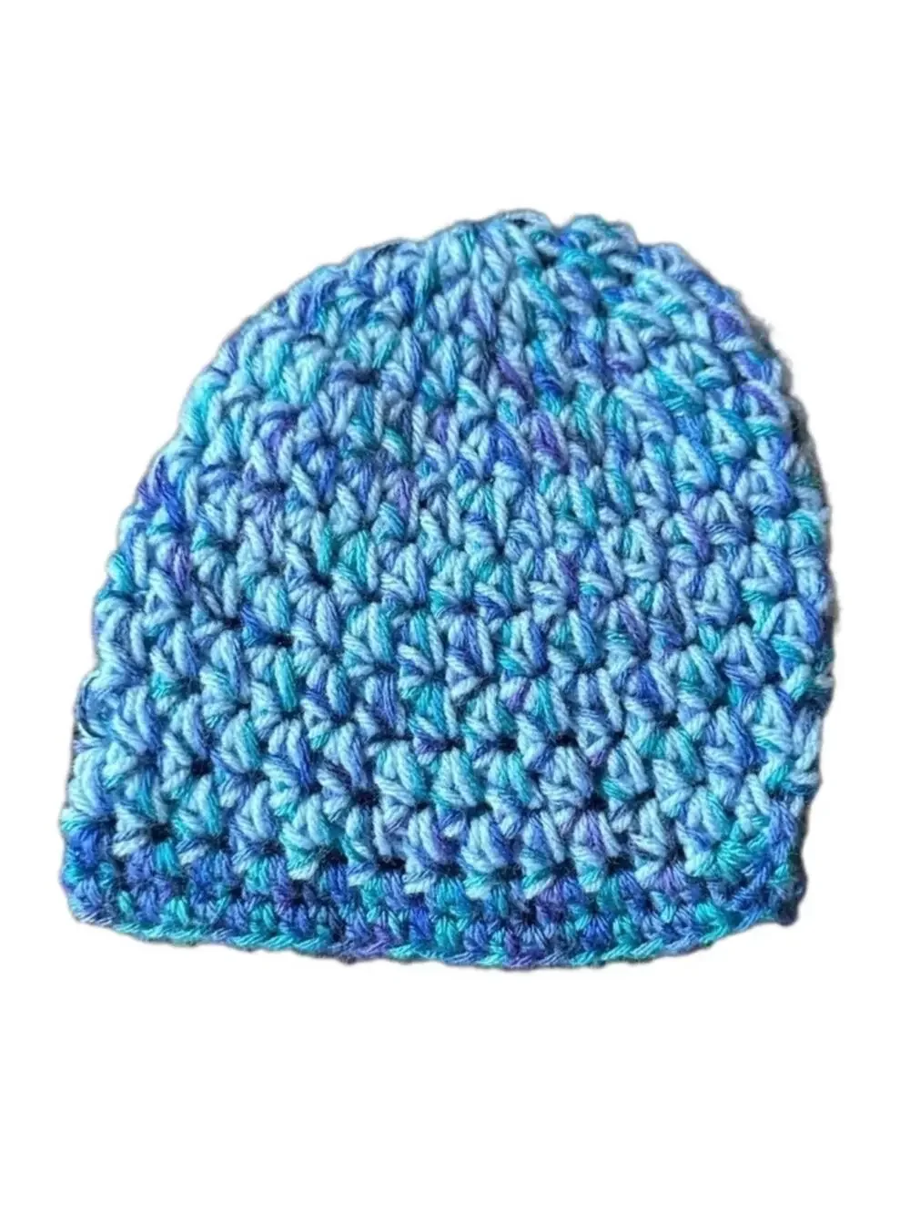 handmade hat multi color crochet blue purple turquoise kid acrylic